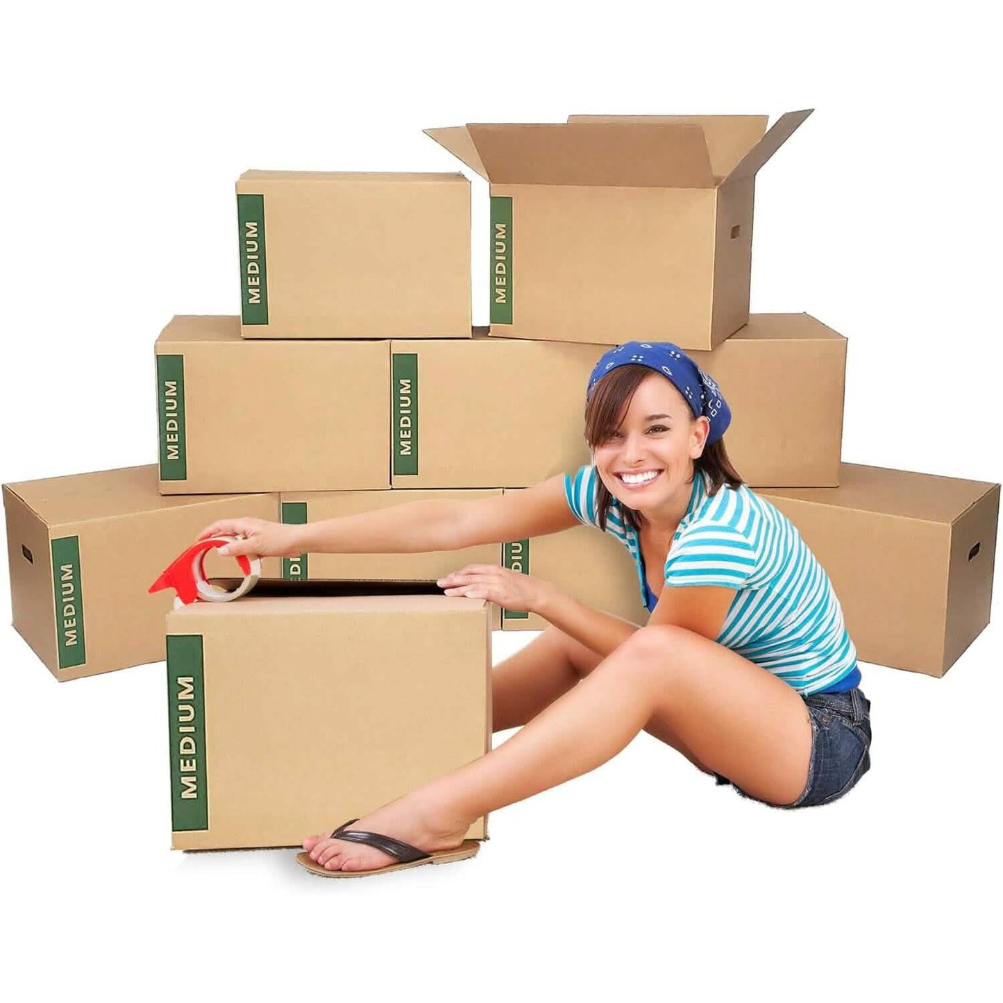 10-Pack: Medium Moving Boxes with Handles (Refurbished)