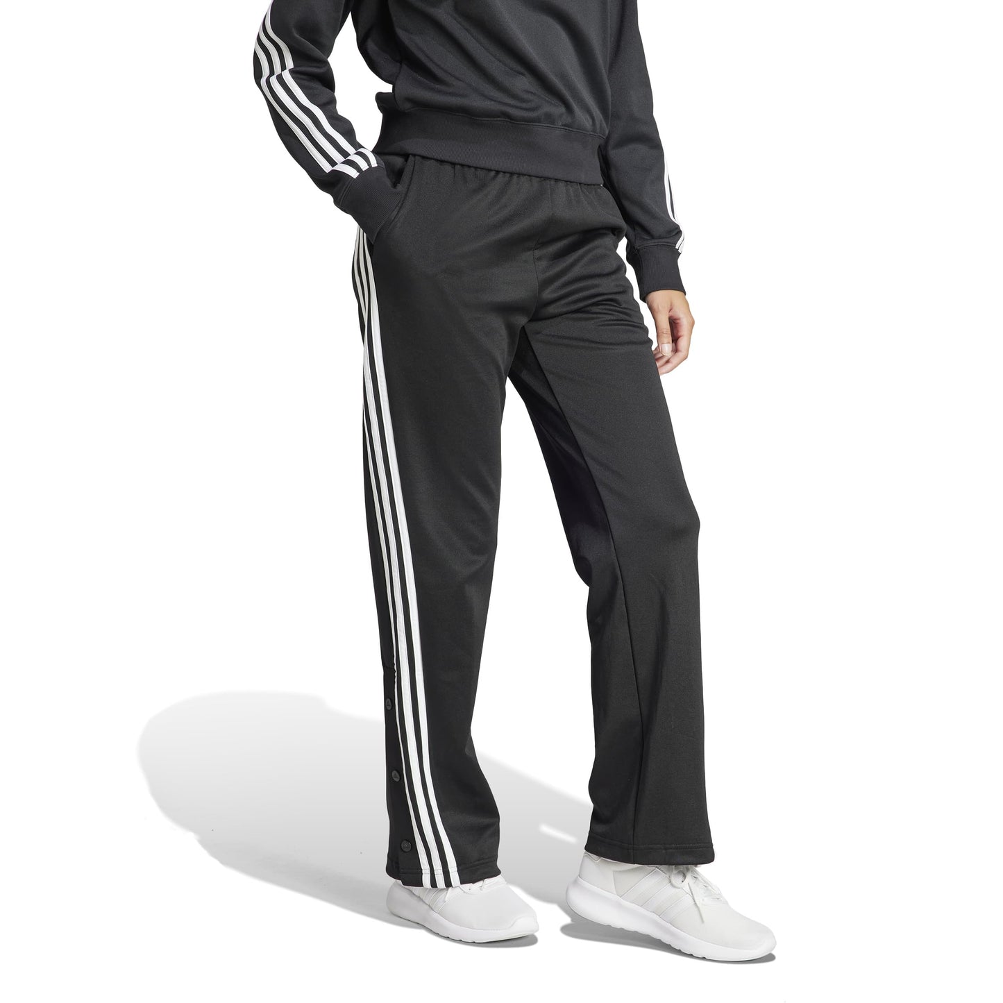 adidas Womens Iconic Warpping 3-Stripes Snap Track Pants Black/White