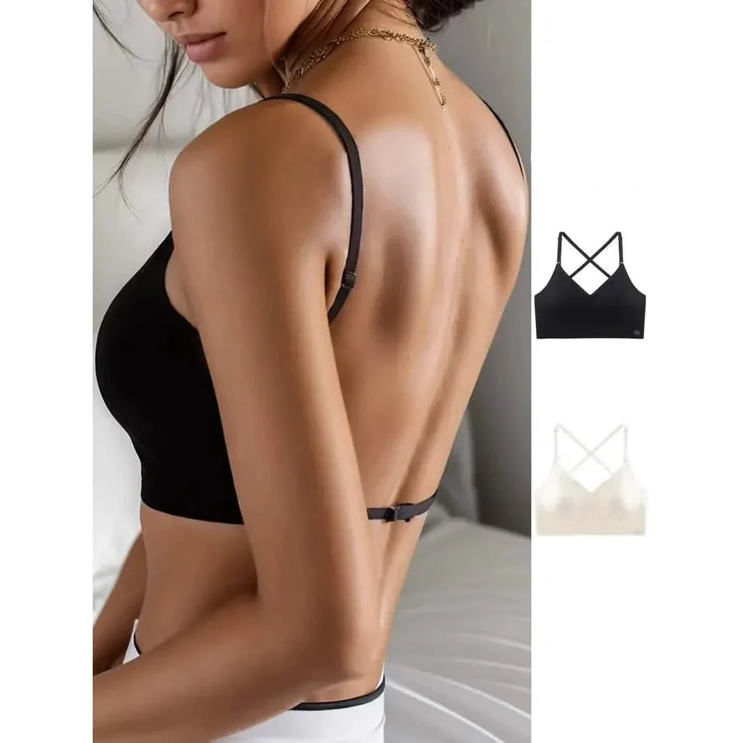 2-Pack: U-Backless Sports Bra Crop Top With Adjustable Straps