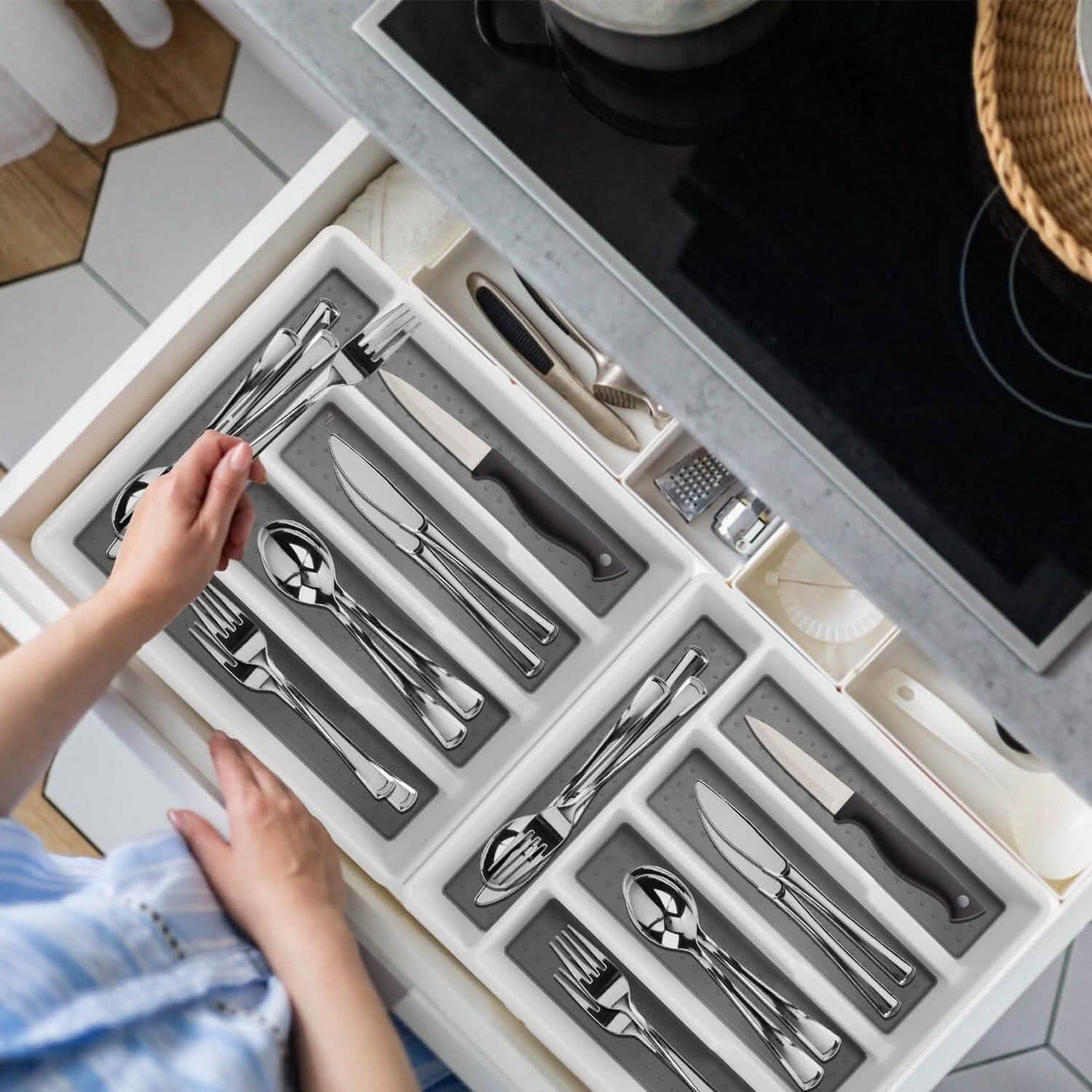 2-Piece: Silverware Utensil Organizer