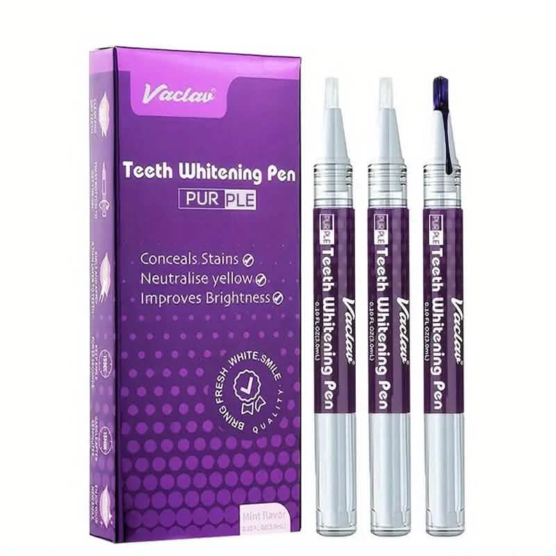 3-Pack: 3ml/0.1fl oz Mint Flavor Purple Teeth Whitening Gel Pen