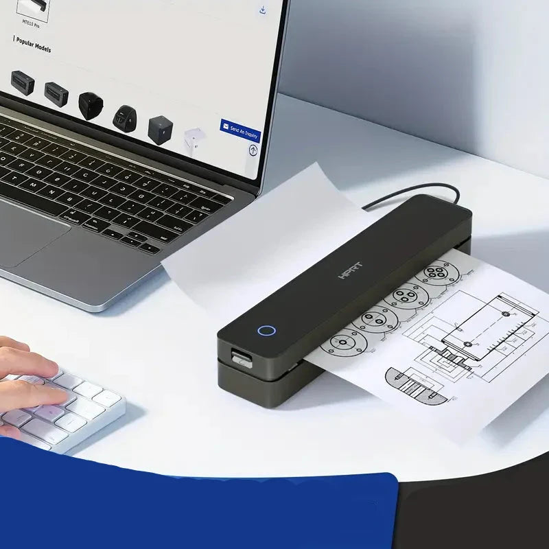 Portable Wireless Thermal Printer – 203DPI, A4 & Letter, USB Charging