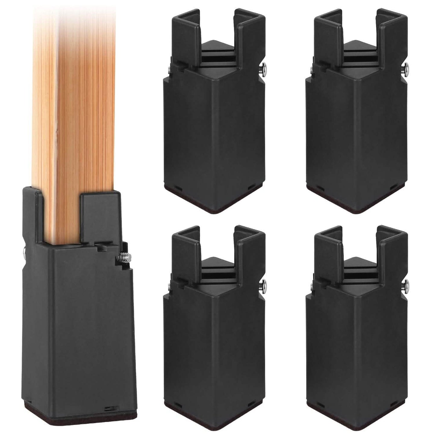 4-Piece: Adjustable Bed Riser with Screw Clamp