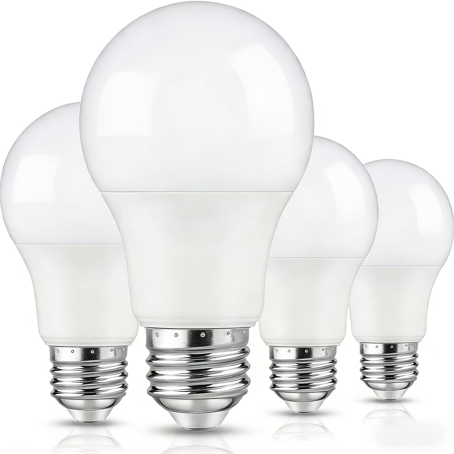 4-Pack A19 LED Light Bulbs, 60W Equivalent, Soft White or Cool Daylight, E26 Base, Non-Dimmable