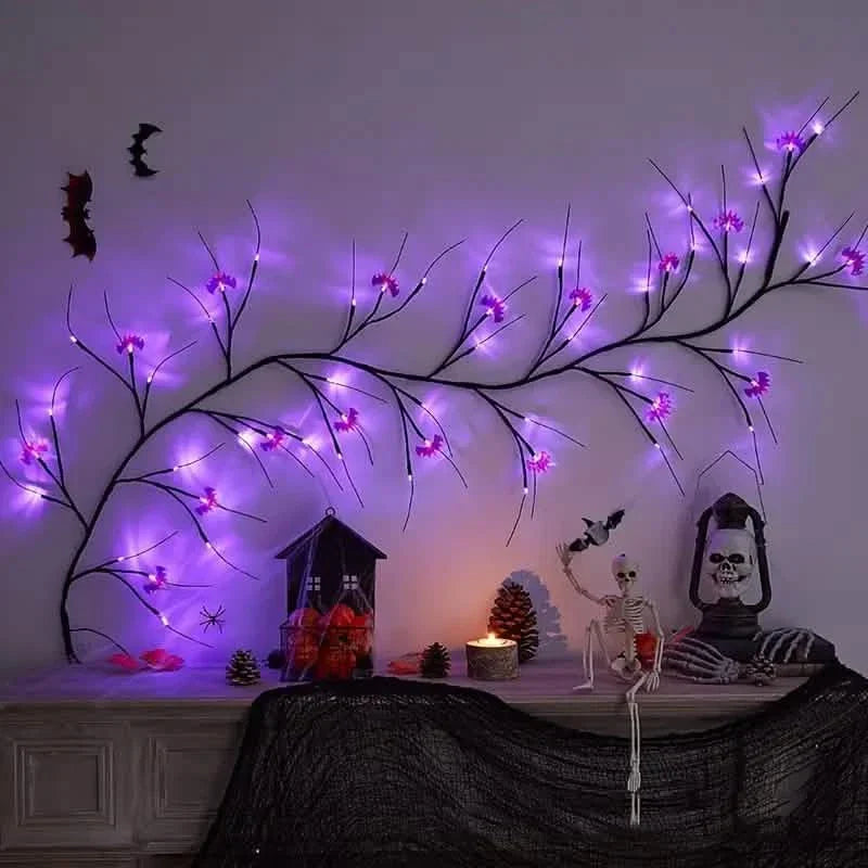 54LED Halloween Bat Decorative Branch String Lights, Wall-mounted Indoor Decorative String Lights