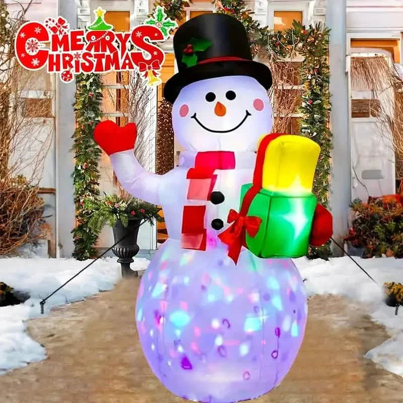 5FT Rotating Christmas Inflatable Snowman Decoration with 360° Colorful LED Lights