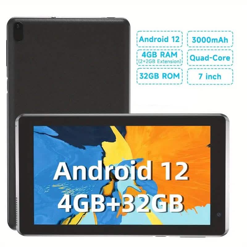 Android 12.0, Dual Camera 7" Tablet with 32GB RAM & Storage