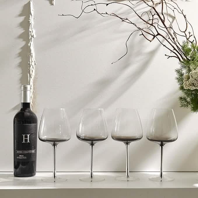 Hotel Collection Smoke Stem Red Wine Glasses | 4 Glasses