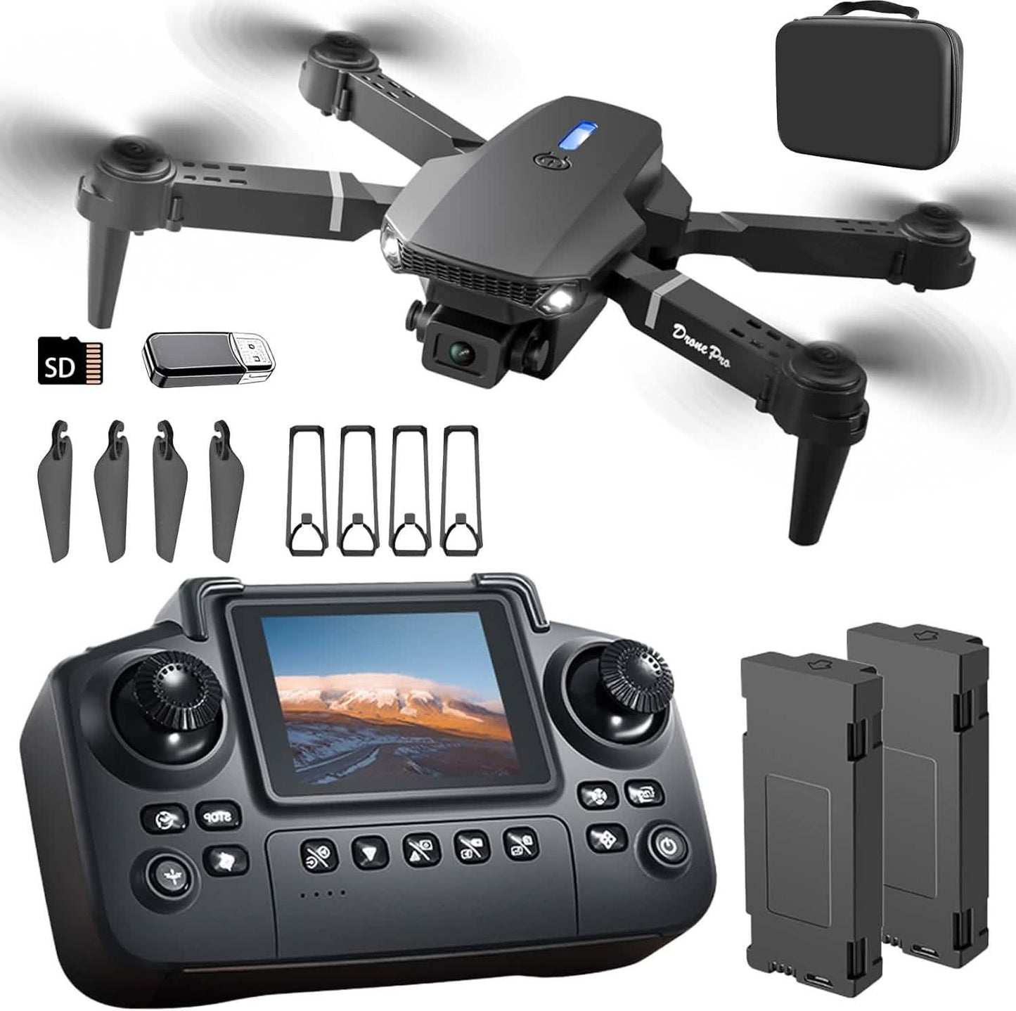 Drone MAX 2025 – Dual Camera, 1080p HD, 40min Battery, Obstacle Avoidance, Remote Control, USB Charging