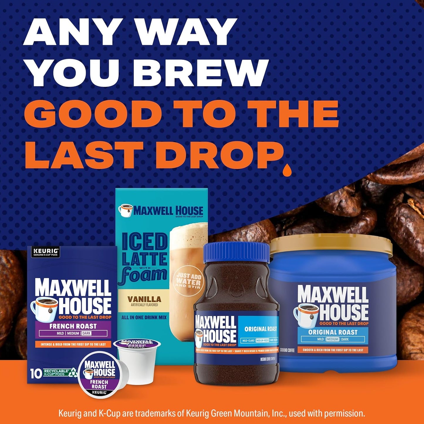Maxwell House French Roast Dark Roast K-Cup Coffee Pods, 10 ct Box