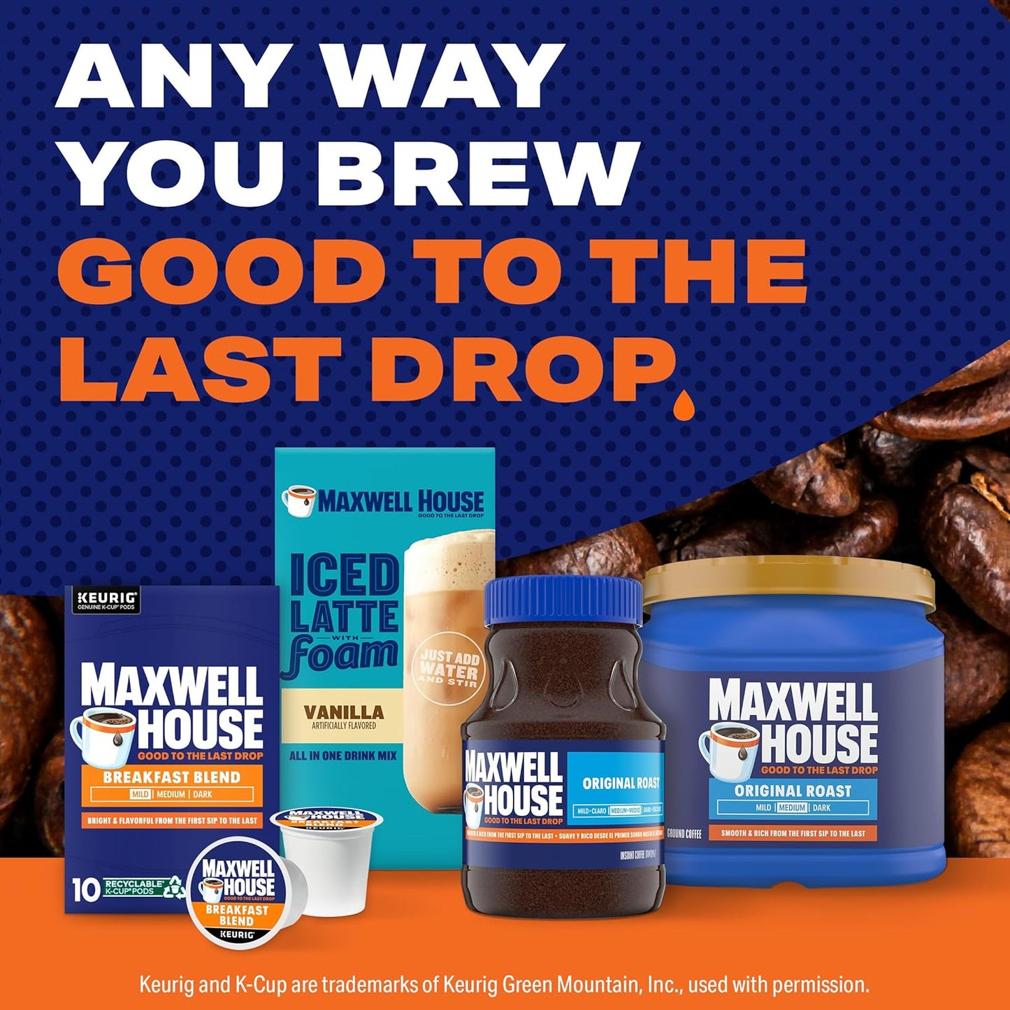 Maxwell House Breakfast Blend Mild Roast K-Cup Coffee Pods, 10 ct Box