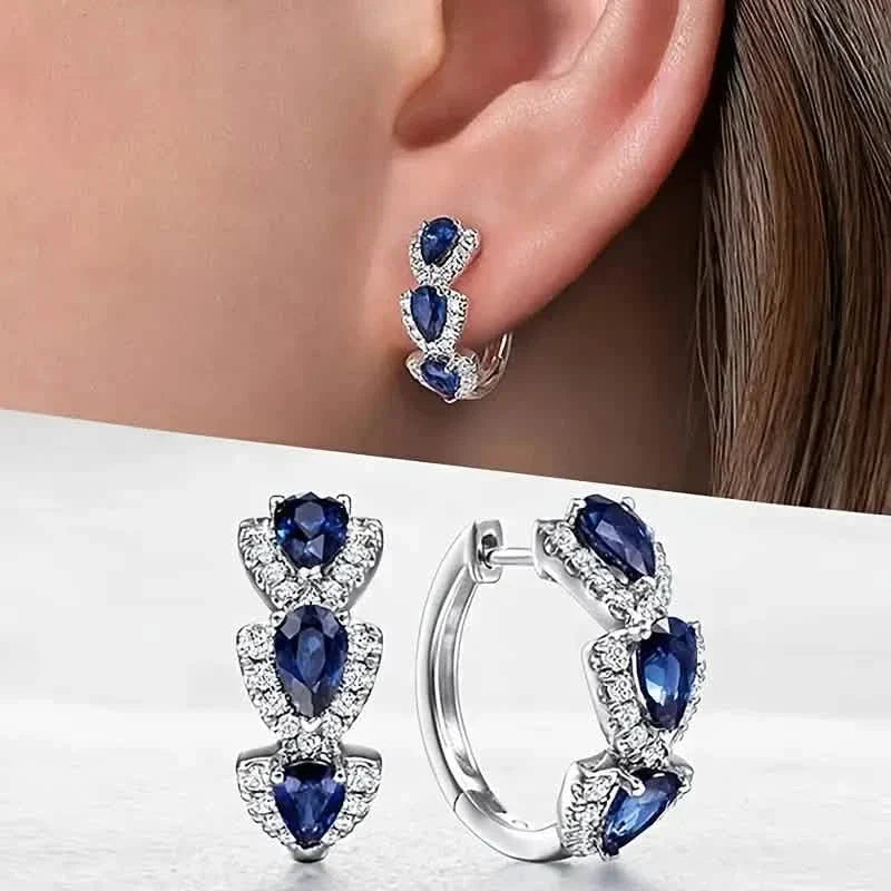 925 Sterling Silver Hoop Earrings with Synthetic Cubic Zirconia