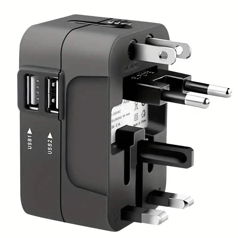 All-in-One Universal Travel Charger with Dual USB Charging Ports