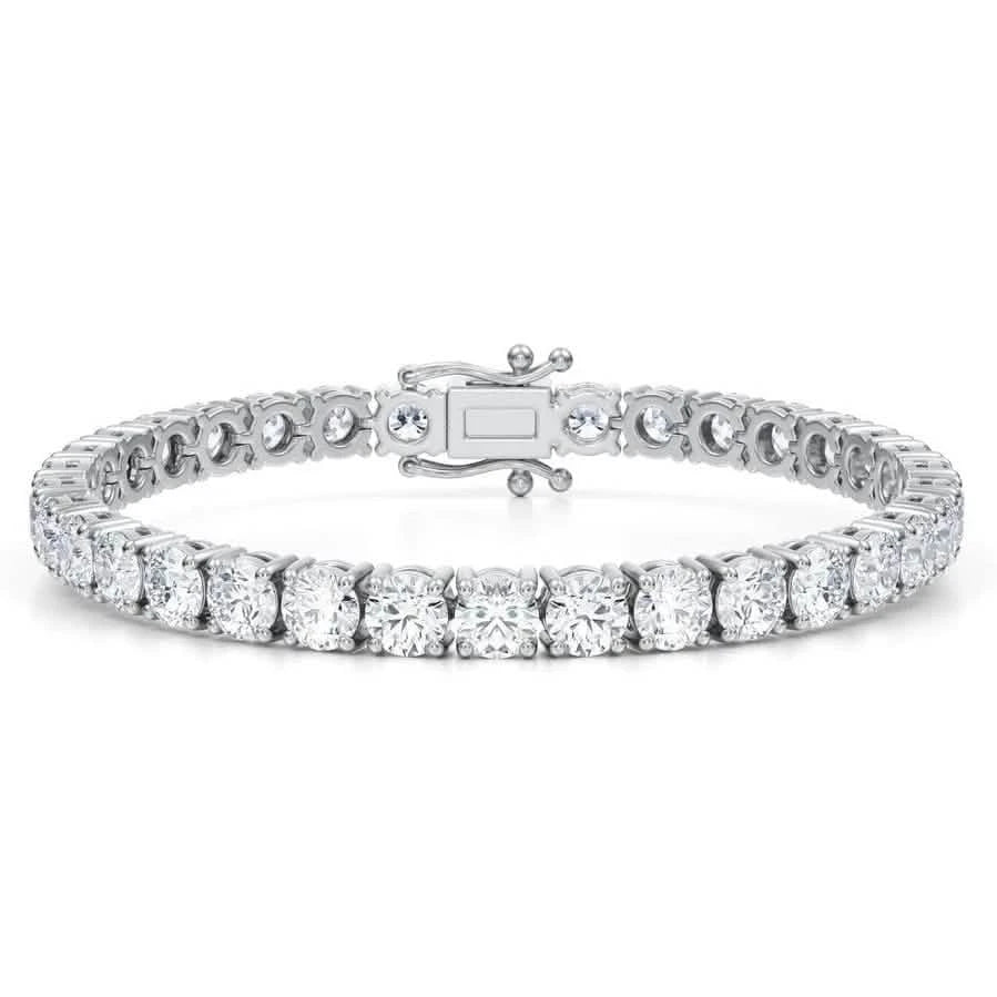 Round Lab-Grown Diamond 17.00 Carat 7" Tennis Bracelet in 14K White Gold D VS