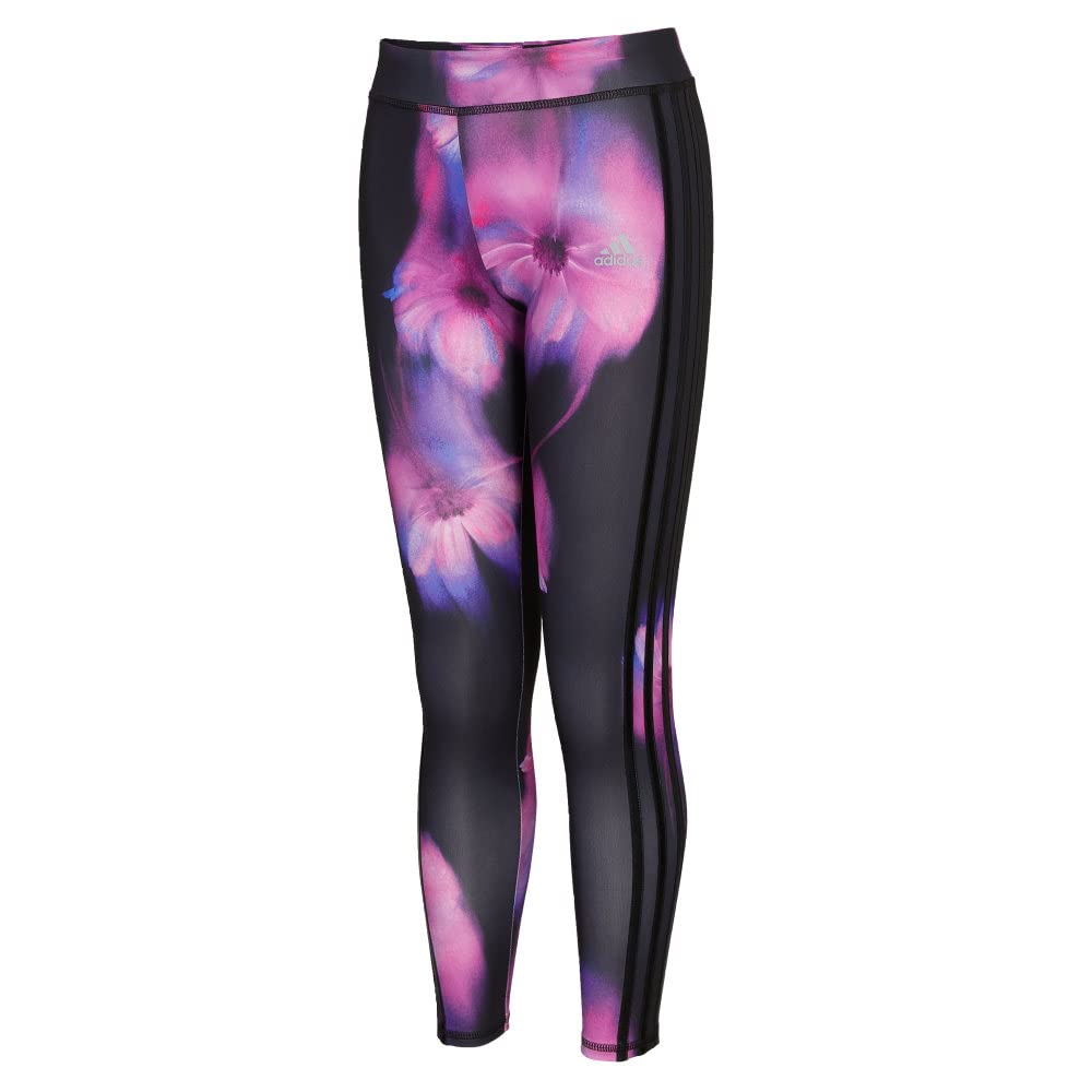 adidas Girls Toddler AEROREADY Performance Long Tights Black and Purple 2T