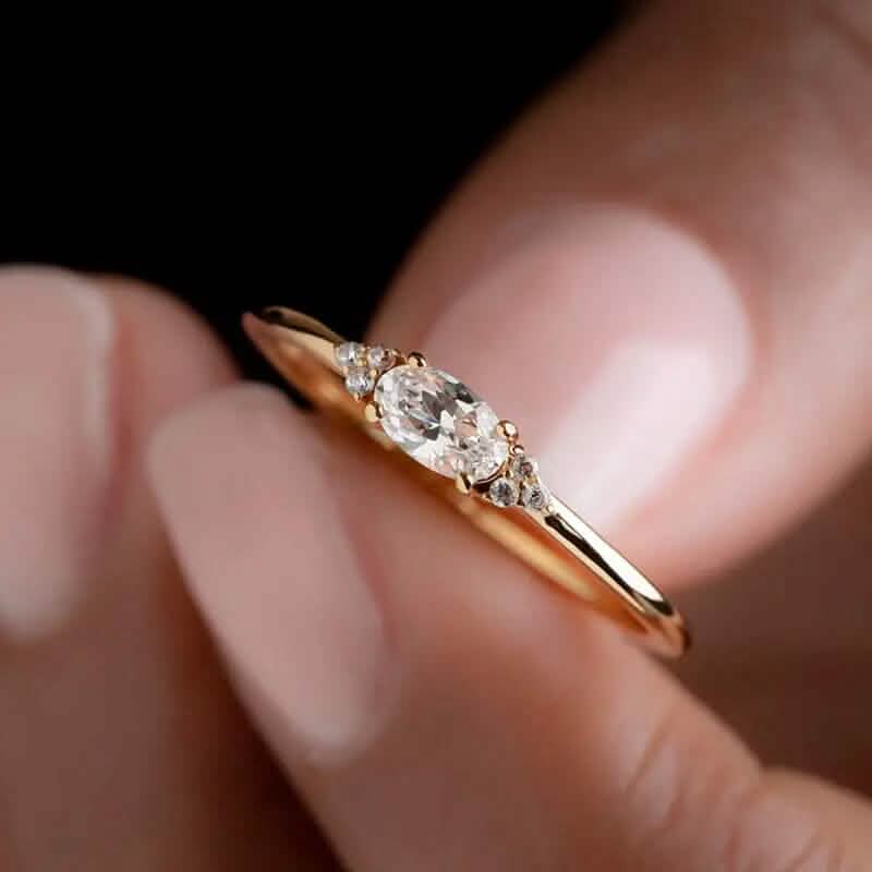 Elegant Gold-Plated Ring with Sparkling Zirconia
