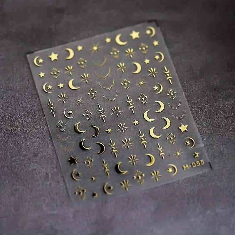 Embossed Three-dimensional Star and Moon Pattern Nail Stickers