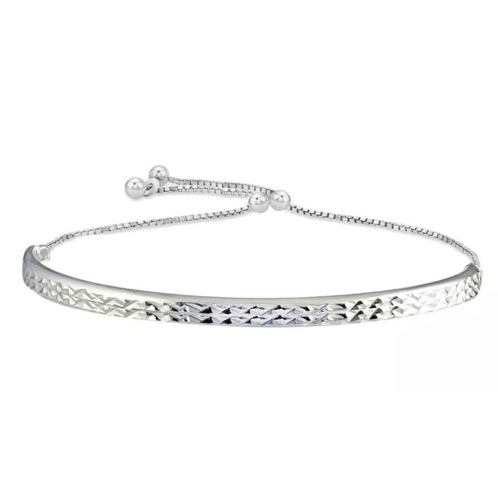 Italian Solid Sterling Silver Adjustable Bangle Bracelet