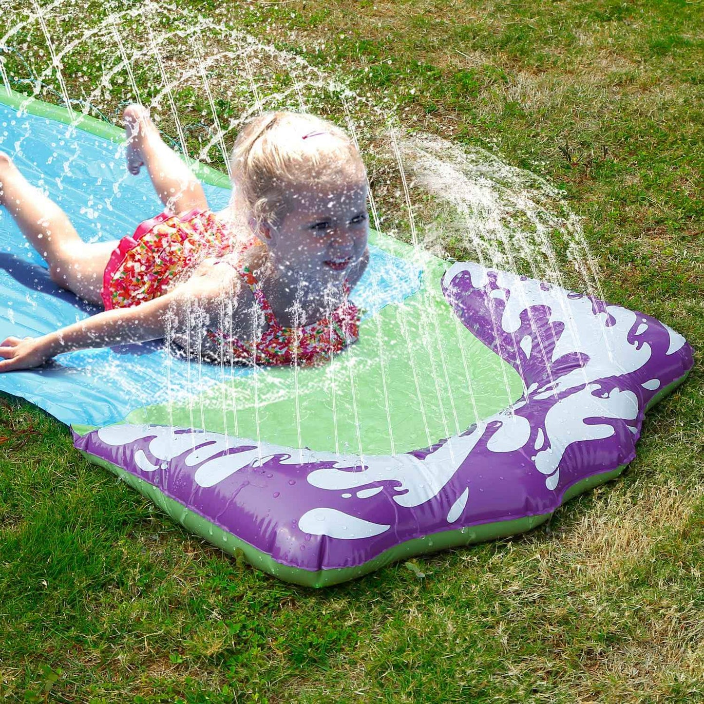 Kids Single Water Slide Lawn Surfing Racing Lane Slip Splash Spray Sprinkler