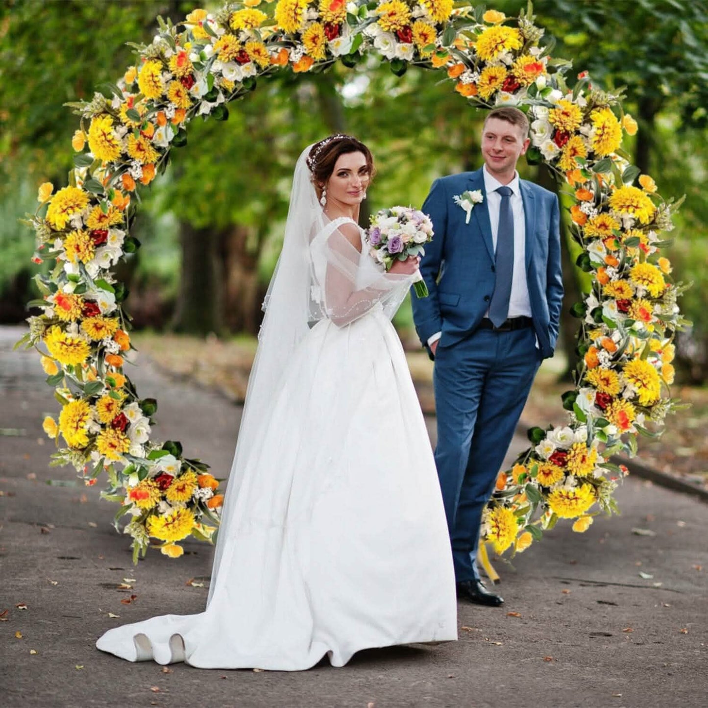 Metal Round Arch Reusable Backdrop Stand with Balloon Tools