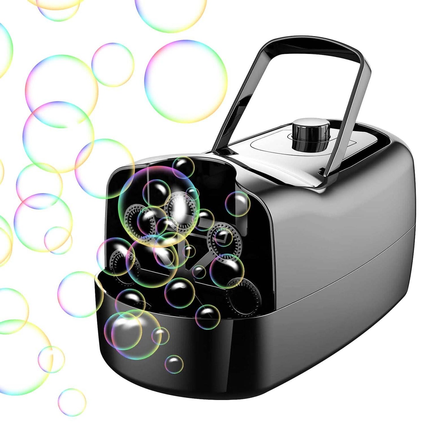 Portable Bubble Blowing Machine with 2 Speeds Handle 3000-4000 Bubbles Per Minute Plug-In Battery Powered
