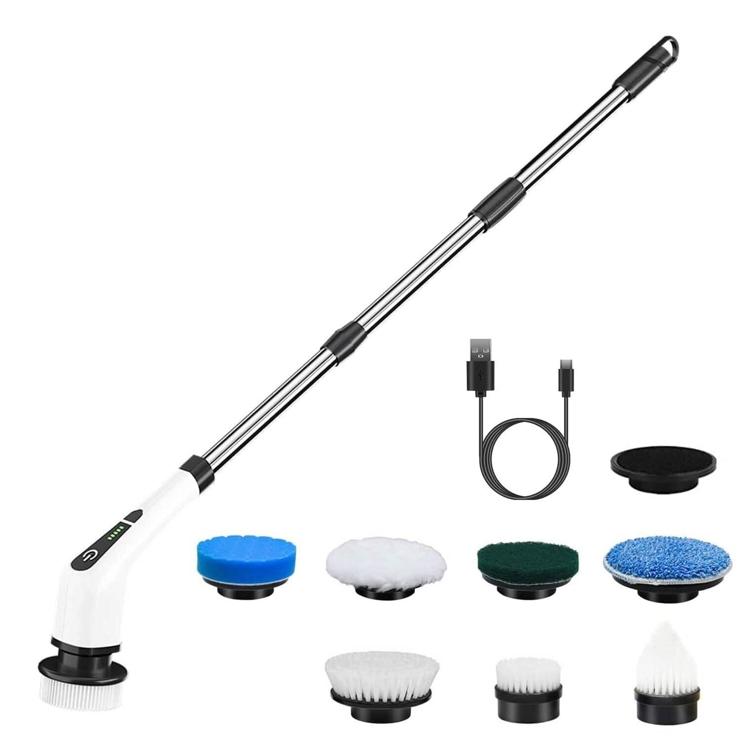 Rechargeable Electric Spin Scrubber 8 Brush Replaceable Heads 2 Speed