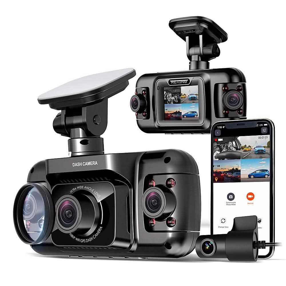 Rexing - R4 4 Channel Dash Cam with All Around 1080p Resolution, Wi-Fi, and GPS - Black (Refurbished)