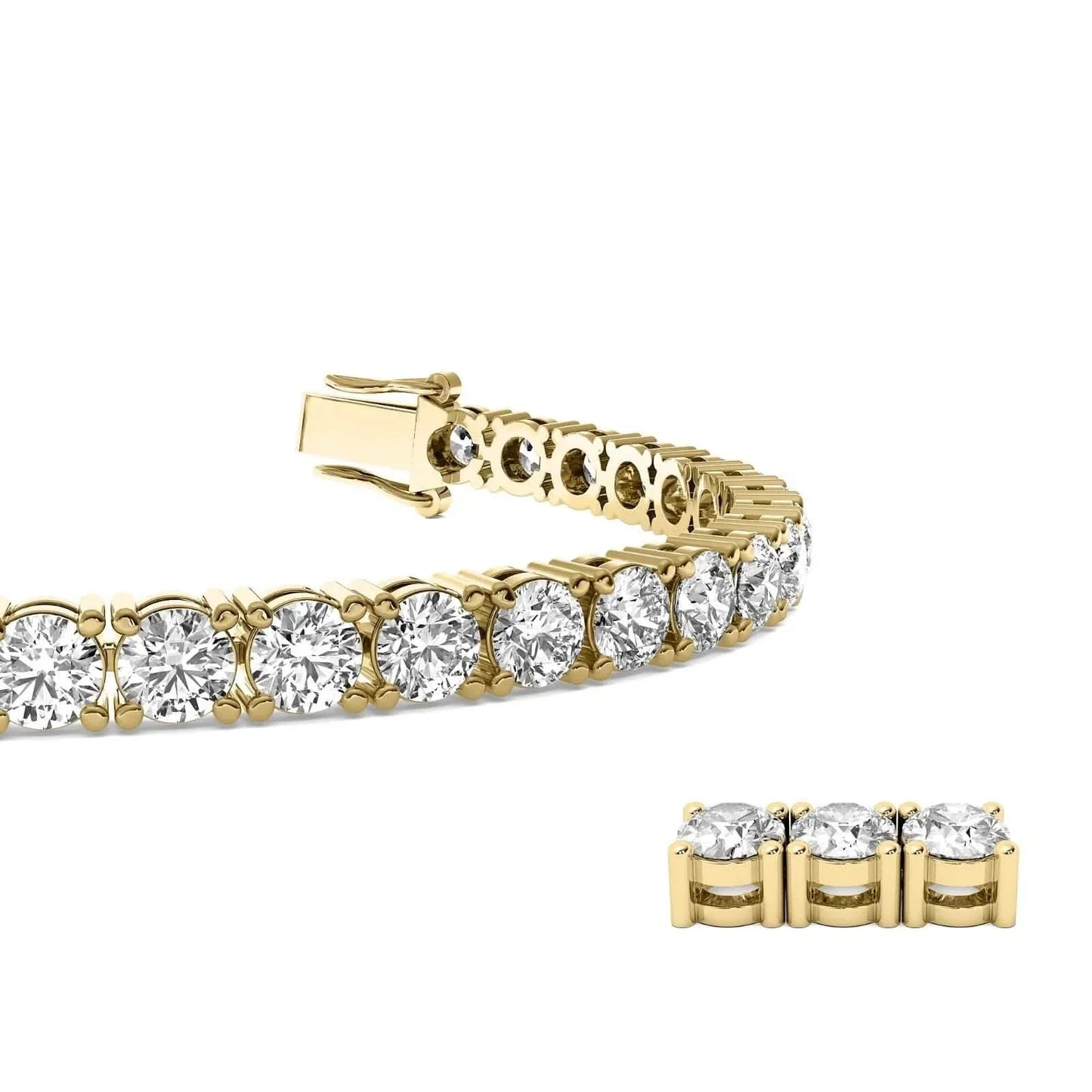 4.00 CT G/VS1 Round Cut Lab Grown Diamond Tennis Bracelet in 14k Yellow Gold