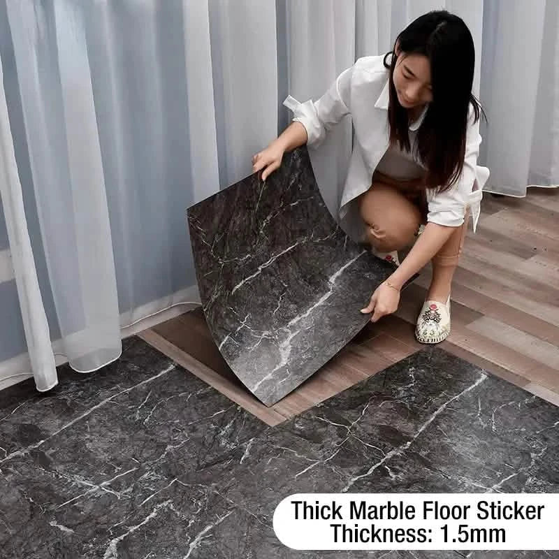 Simulated Thick Marble Tile Floor Self-adhesive Sticker