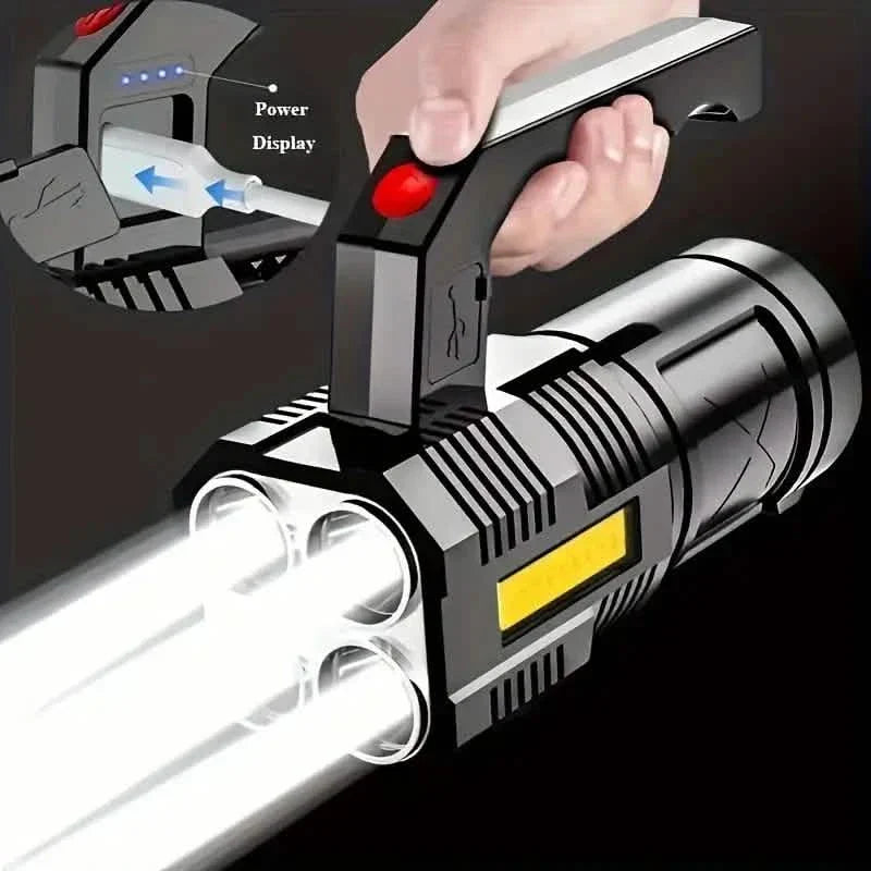 Tactical LED Flashlight, 800mAh Rechargeable Via USB, High-Power Light With 4-Mode Output