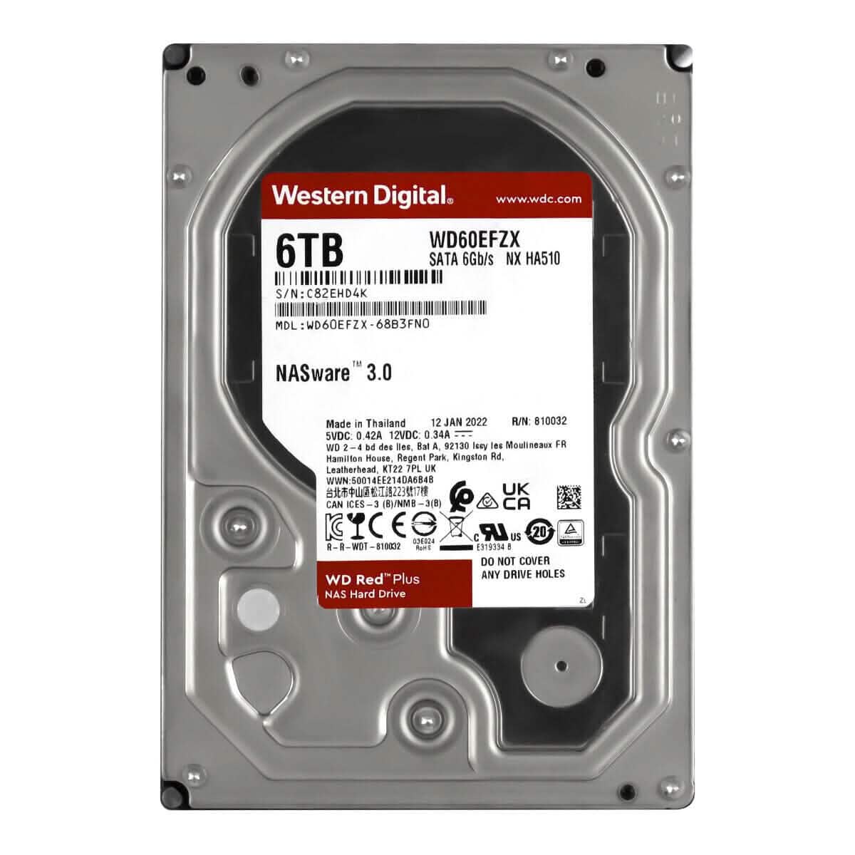 Western Digital Red Plus 6TB 5.4K 128MB SATA III 3.5'' WD60EFZX NX HA510 (Refurbished)