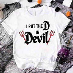 I Put the D in Devil Shirts For Couples Funny Matching Him & Her Halloween T-Shirts