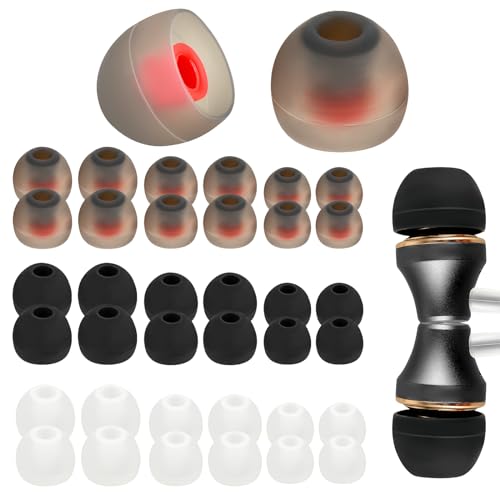 36Pcs Replacement Earbud TipsSilicone Earbud CoversEar Bud Rubber Tips Suitable for Earphone Inner Holes 4.5mm to 6mm3 Colors3 Sizes