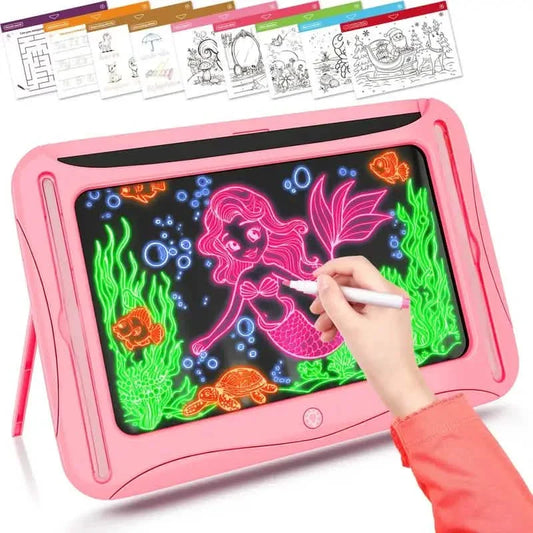 LED Light-Up Doodle Board – 9 Double-Sided Cards with Markers, Art Toy for Kids 3-8