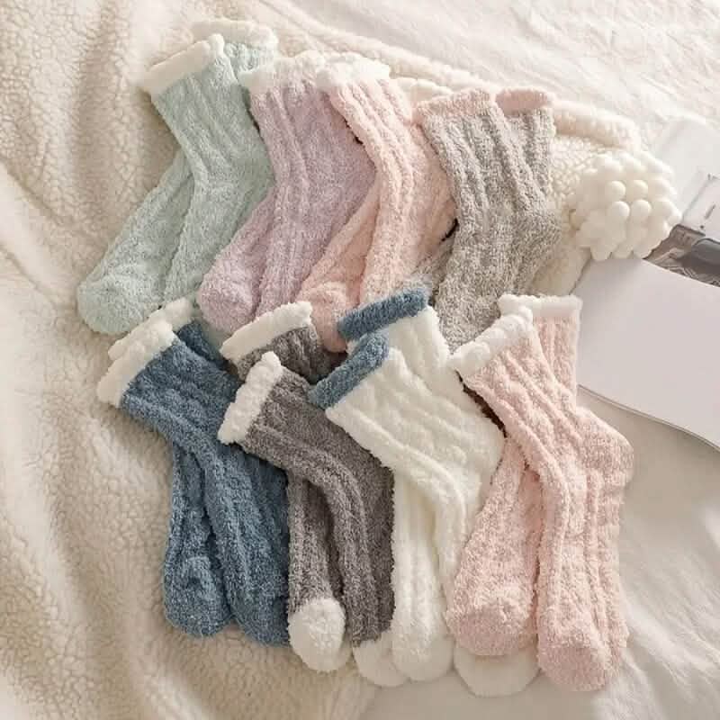 10-Pairs: Coral Fleece Crew Socks