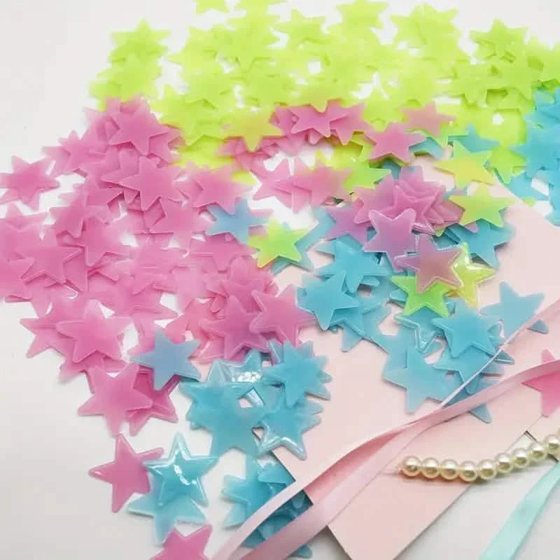 100-Pieces: Luminous Glow in the Dark Star Wall Stickers