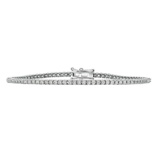 1.15 Carat Natural Diamond Tennis Bracelet G SI 14K White Gold 8-Inch