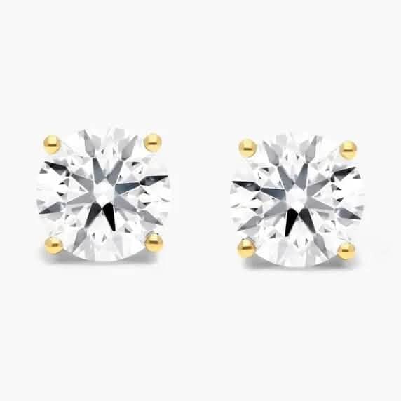 1/2 Ct TW Real Natural Round-Cut Diamond Solitaire 14K Gold Stud Earrings