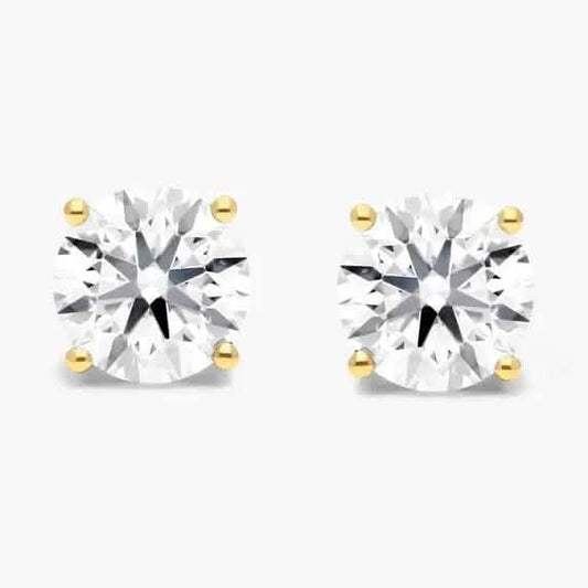 1/2 Ct TW Real Natural Round-Cut Diamond Solitaire 14K Gold Stud Earrings