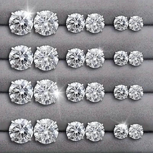 12-Pairs: Fashion Stainless Steel Stud Earrings