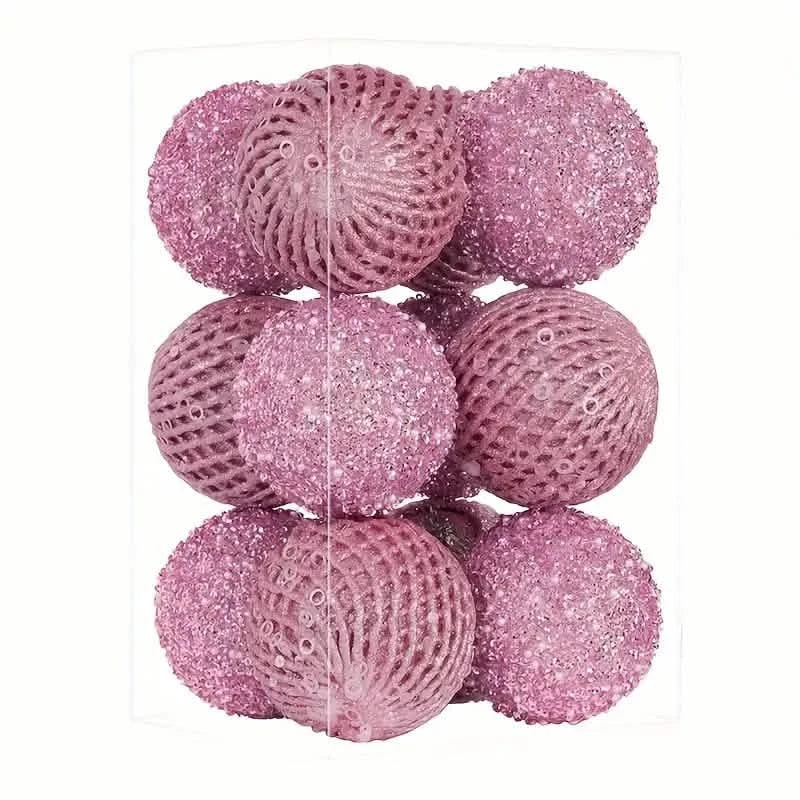 12-Piece Set:  Large Sparkling Glittering Sequins Foam Ball Ornaments