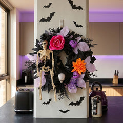 Halloween Skull Wreath Decoration - Spooky Gothic Door Hanger for Home Party Decor
