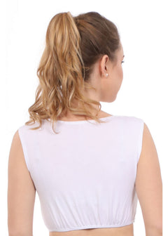 Crop Top Tank Top with Full Shoulder Coverage and Jewel Neckline