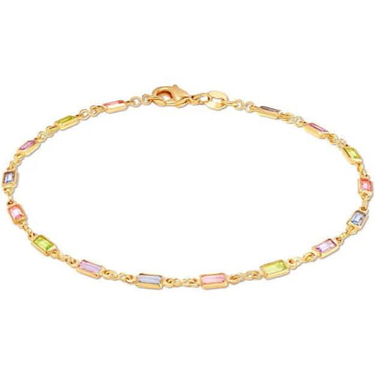 18K Gold Baguette Multi Stone Crystal Bracelet for Women