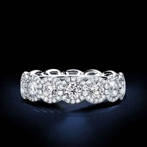 18kt White Gold Plated Simulated Diamond Eternity Band Ring