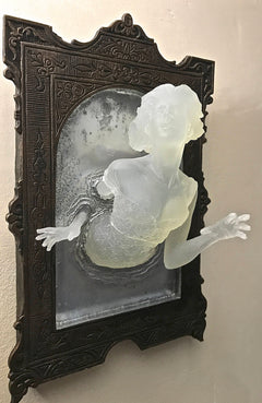 Ghost in the Mirror Wall Plaque, Glow in the Dark Resin | Victorian Gothic Haunted Wall Art |  Gift for Halloween and Spooky Home Decor