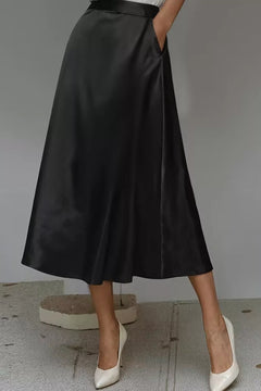 Satin A-Line Midi Skirt