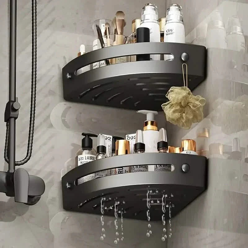 2-Tier: Rustproof Corner Shower Caddy, Adhesive Wall Mounted Shower Shelves No Drilling