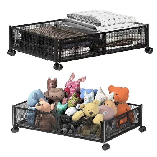 2-Pack: Under Bed Storage Container Foldable Rolling Storage Bin