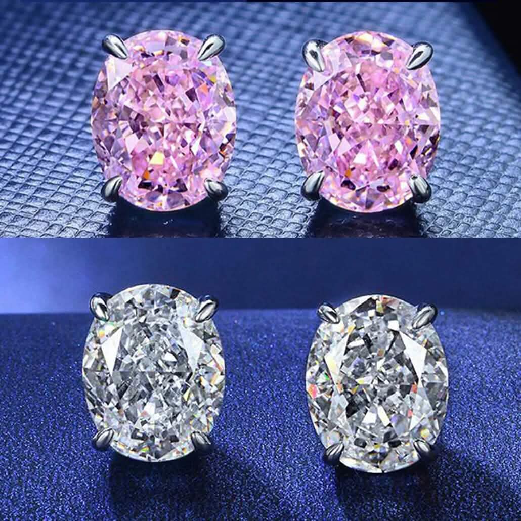 2-Pairs: 2.00CTTW CZ Oval Set Earrings